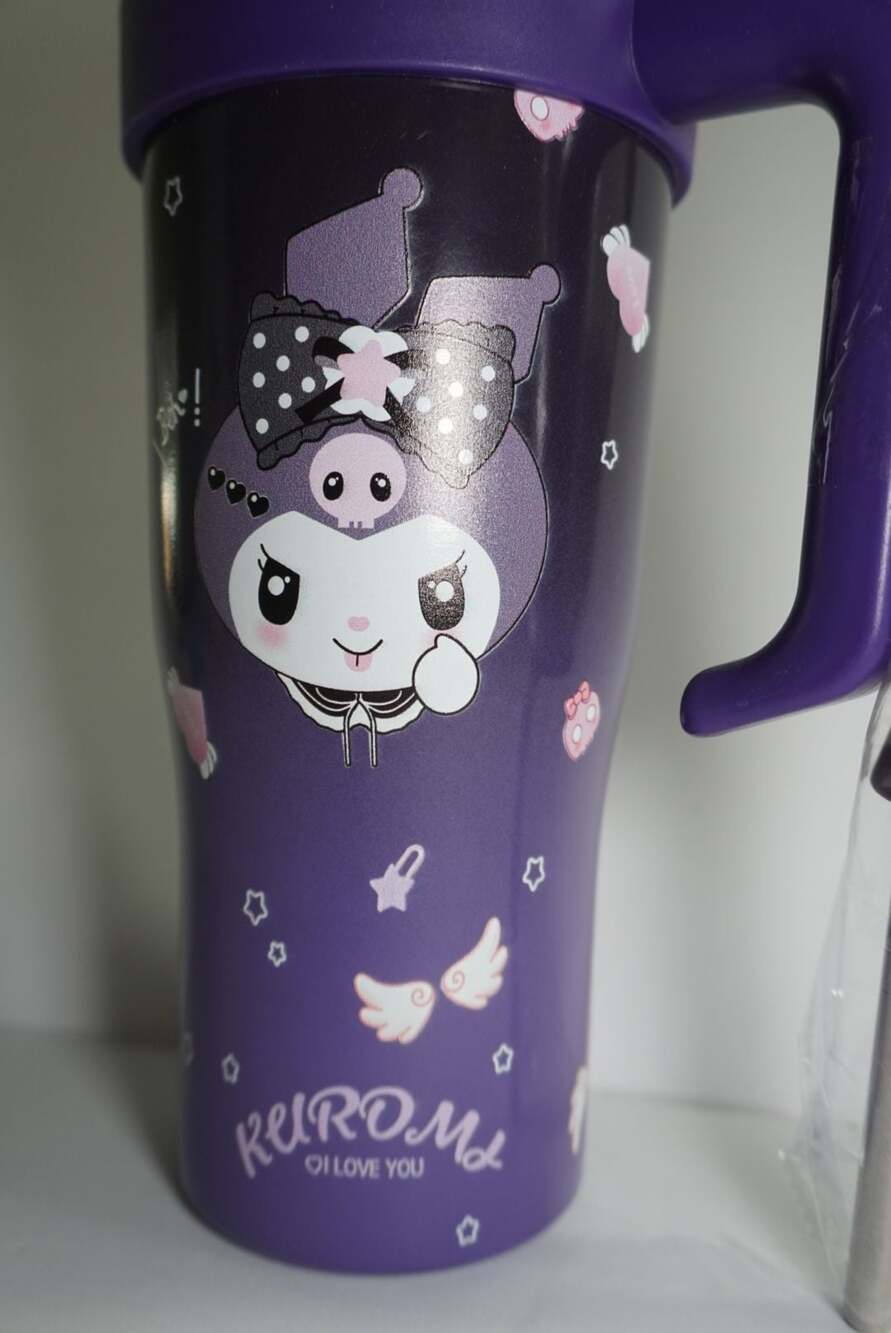 Sanrio Kuromi Purple Gradient Stainless Steel Tumbler with Handle and Straw